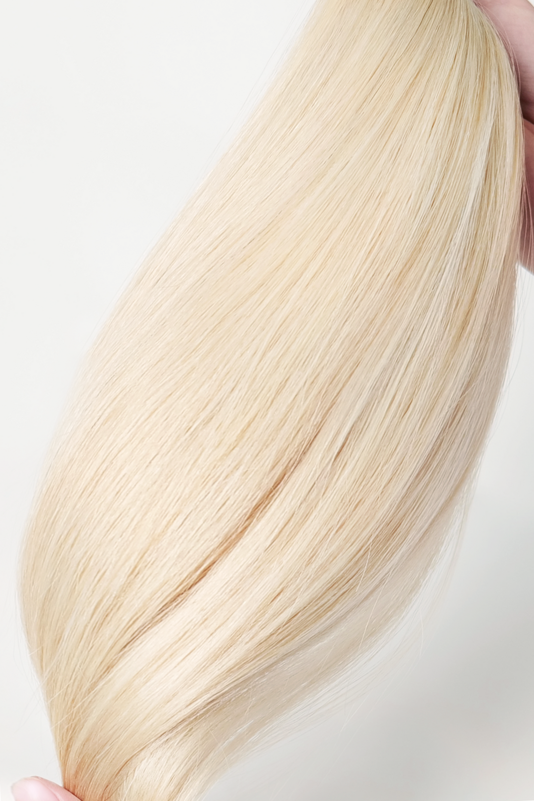 Extensionology White blonde (60): Luxury tape-in extensions. Seamless/invisible (Tailored) and Matte tape in extensions(Bare)